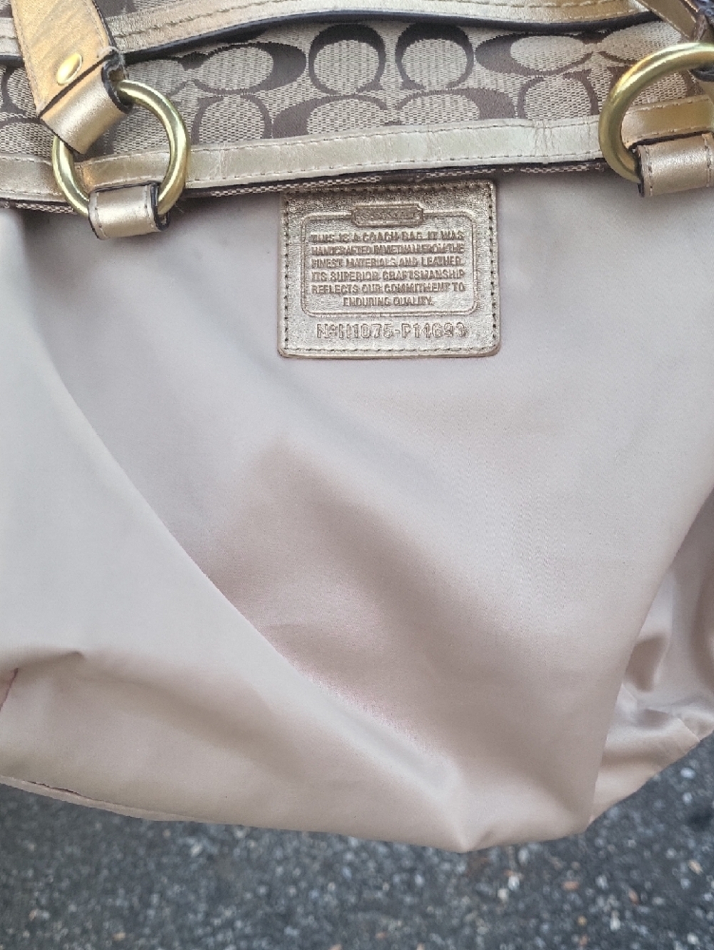 Coach Monogram Tote in Brown and Tan with Gold Hardware - Picture 10 of 13